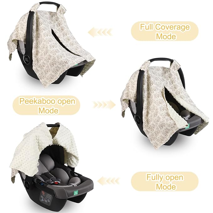 2-in-1 Baby Car Seat Cover, Baby Car Seat Canopy, Mom Nursing Cover，Easy to Install Shield，Multi-Purpose | Winter Warm & Summer Shade Use