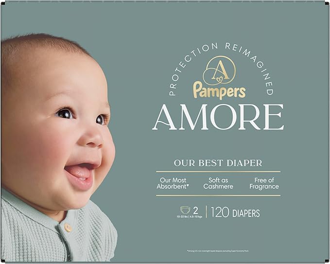 Pampers Amore, Size 2 (10-22 lbs), 120 Count, Our Best Diaper