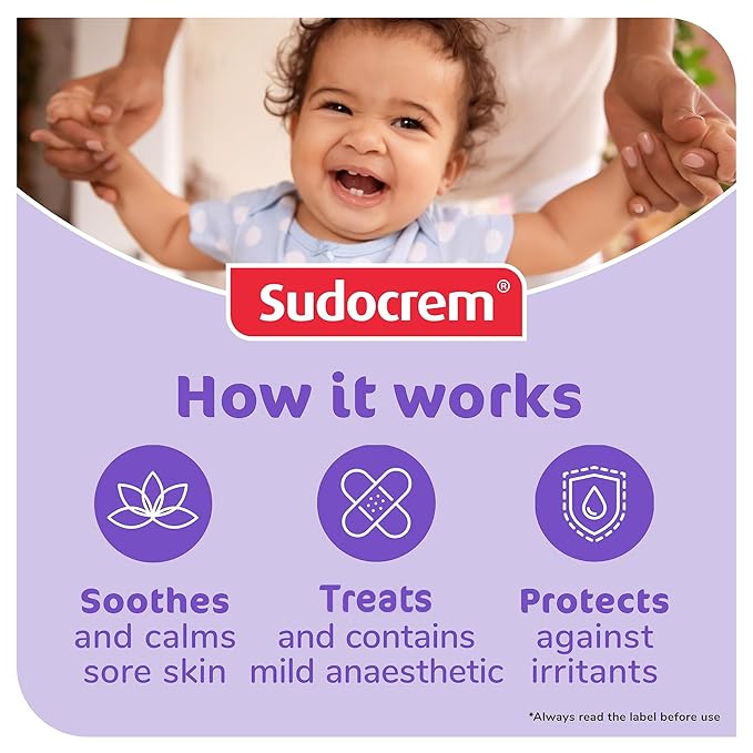 Sudocrem Diaper Rash Cream for Baby's Skin, Triple Action Diaper Rash Paste that Soothes, Treats and Protects, 15.29% Zinc Oxide Cream - 4.4oz (125g)