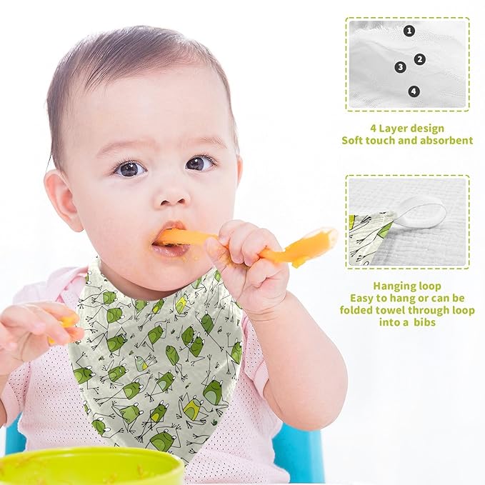 vvfelixl Baby Cotton Washcloths Funny Frogs Infants Bath Towel for Unisex Face Towels for Newborn, Natural Baby Wipes Delicate Skin, 11.8 X 11.8 inch, one sizex5