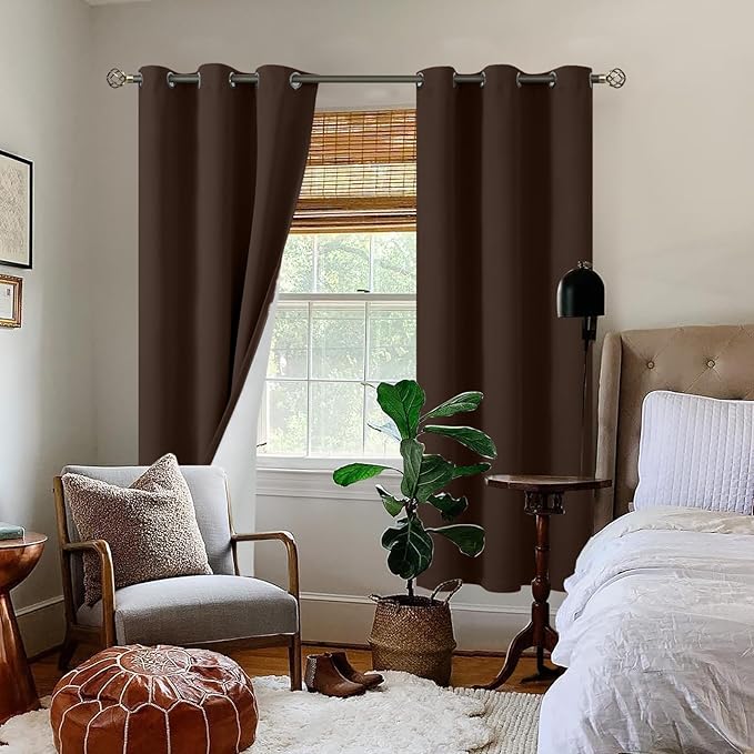 BGment Brown Blackout Curtains for Bedroom 72 Inch Length 2 Panels Set, Thermal Insulated Bedroom Curtains Soundproof Window Curtain Drapes, Each Grommet Curtains 42 Inch Wide