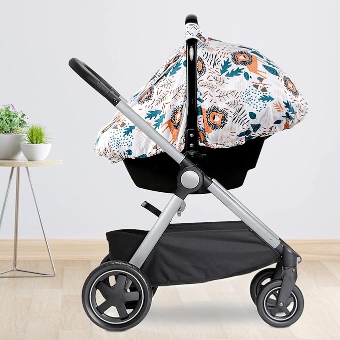 Baby Car Seat Cover, Winter Car Seat Covers for Babies, Carseat Cover Boy, Mink Carseat Canopy with Window, Cozy & Warm Cover, Lion