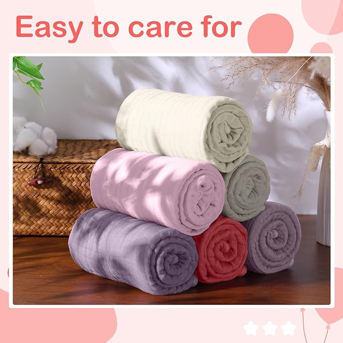 Peryiter 6 Pcs Muslin Hooded Baby Towels 32x32inch Cotton Newborn Bath Essentials Muslin Infant Blankets Absorbent Registry Baby Shower Present for Babies Girl Boy Kids (Brown Series)