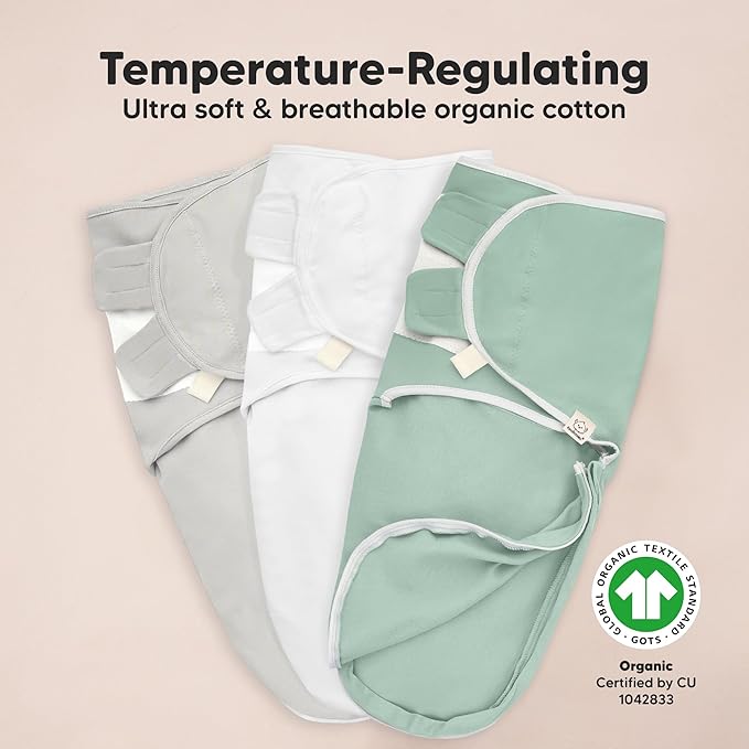Baby Swaddle Sleep Sacks with Zipper - 3-Pack Swaddles for Newborns 0-3 Months, Infant, Baby Girls, Boys, Soft & Durable Newborn Sleep Sack, Easy Diaper Change Swaddling Blanket (Sage)