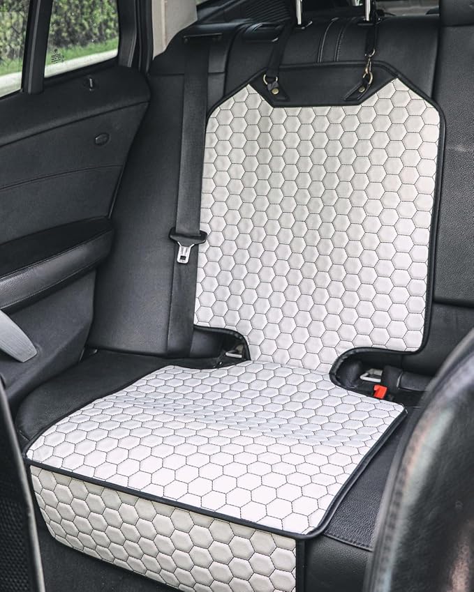 Owleys Premium Leather Car Seat Protector for Child Car Seat Cover from Dirt Scratches (White)