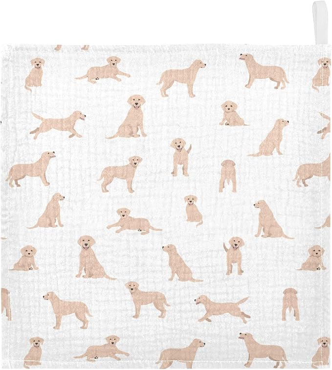 vvfelixl Baby Cotton Washcloths Labrador Retriever Dog Infants Bath Towel for Unisex Face Towels for Newborn, Natural Baby Wipes Delicate Skin, 11.8 X 11.8 inch, one sizex5
