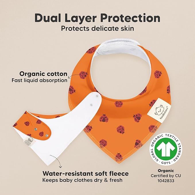 KeaBabies 8-Pack Organic Baby Bandana Bibs for Girls - Super Absorbent Triangle Baby Bibs for Drooling and Teething Infant, 100% Cotton Extra Soft for Newborn, Infant 0-36 Months (Fall Spores)