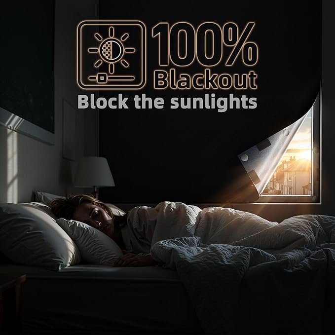 Magnetic Blackout Window Cover 40" x 58" Portable Blackout Curtains for Bedroom, Temporary Black Out Shades Window Privacy Film No Drill Black Out Blinds for Baby Nursery Travel Skylight - Blacks