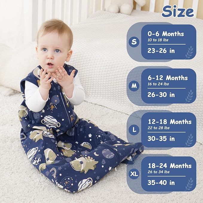 Looxii Baby Sleep Sack 0.5 TOG, 100% Cotton 3 Pack Wearable Blanket Baby Sleep Bag for Newborn Infant, 2-Way Zipper Lightweight Toddler Sleeping Sack 12-18 Months