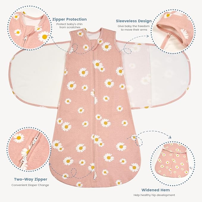 ZIGJOY Baby Swaddle Sleep Sack, 1.0 TOG Sleep Sack Swaddles for Newborns & infant 6-12 Months 100% Cotton Baby Wearable Blanket for Newborn Registry Essentials