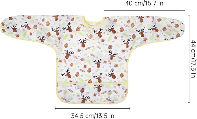 Accmor 4 Pack Long Sleeve Bibs, Baby Smock Waterproof Sleeved Bib Smock for Baby Toddler 6-36 Months