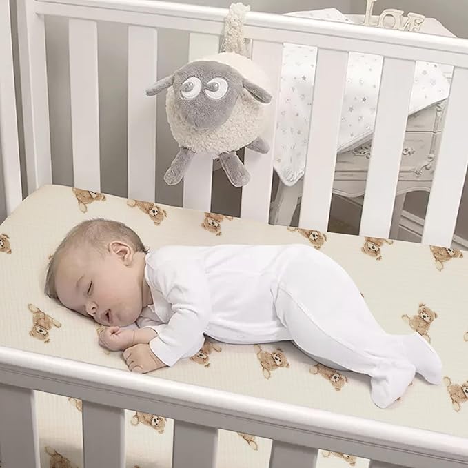 100% Organic Cotton 52x28 Inches Muslin Crib Sheets Fitted Crib Mattress Sheet for Baby Girls & Boys, Soft Boho Neutral Toddler Bedding Bed Sheets Fits Well Standard Size Crib Mattress 28x52 Inches
