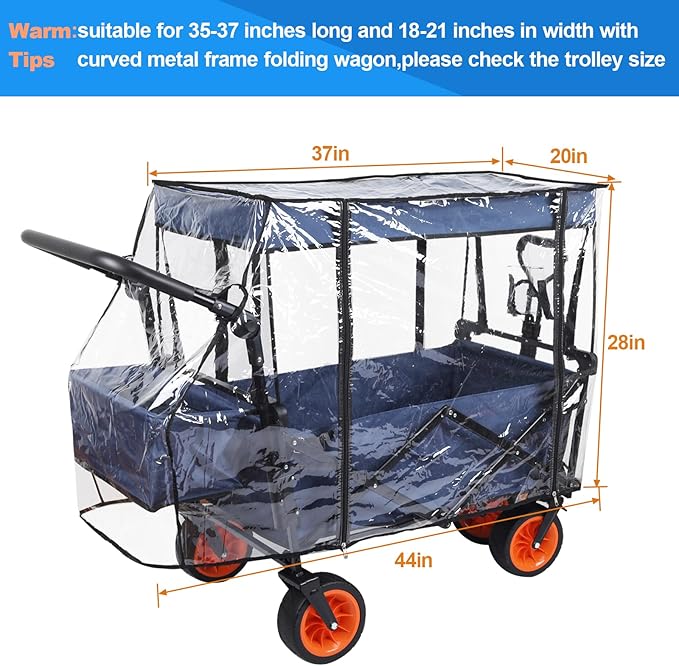 Waterproof Collapsible Wagon Rain & Sun Cover - Windproof UV-Resistant Canopy for Stroller/Trolley/Cart Accessories, Suit for Camping Picnic Garden Use
