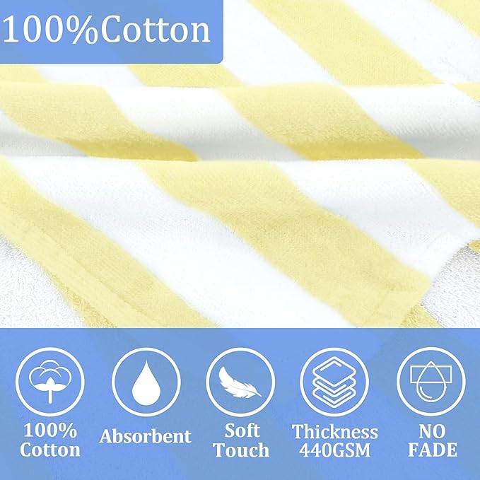 VOOVA & MOVAS Toddler Poncho Towels with Hood, Oversized (2-4Years,22"X22") Made from 100% Soft Cotton,Absorbent Hooded Towels for Baby Girl,Perfect for Pool | Swimming | Bath | Beach,Yellow Stripe