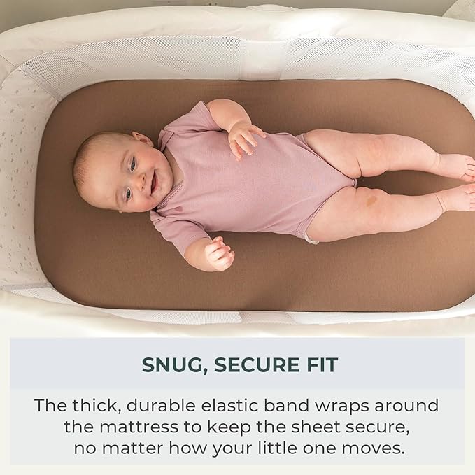 Pobibaby – 2 Pack Bassinet Sheets Girl, Bassinet Sheets Cotton for Girls and Floral Nursery for Standard Rectangle Bassinets – Ultra-Soft Jersey Knit, Safe and Snug for Baby (Meadow)