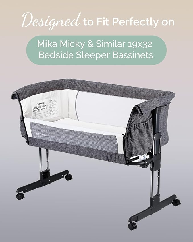 Bassinet Fitted Sheets Compatible with Mika Micky Bedside Sleeper Bassinet Mattress Pad - Buttery Soft, Premium Stretchy Jersey Knit Sheets - Pale Pink + Lavendar + Cloud, 3 Pack