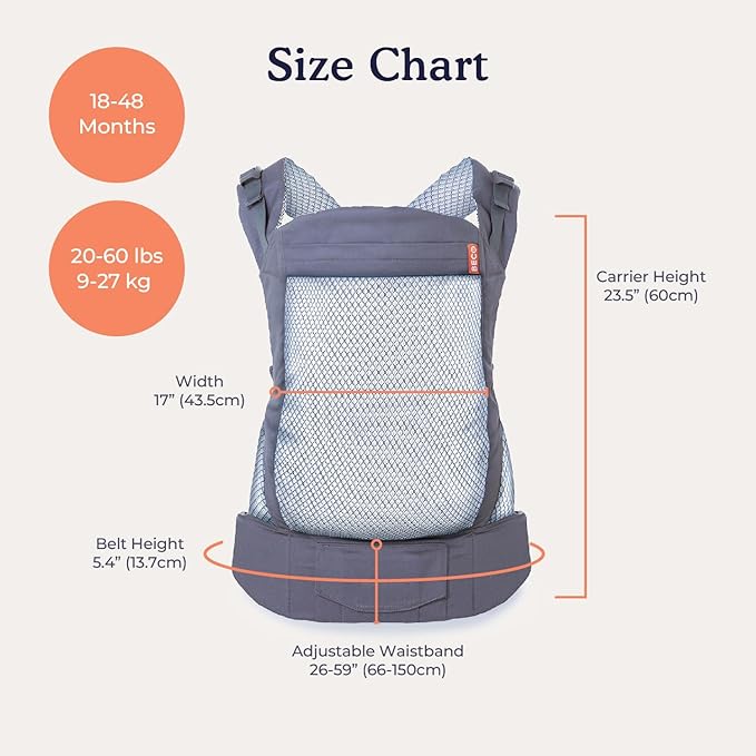 Beco Toddler Carrier (20-60 lbs) with Extra Wide Seat, 100% Cotton - Front-Carry & Backpack Style - Lightweight & Ergonomic Sling Carrier for Children from 18months - Navy