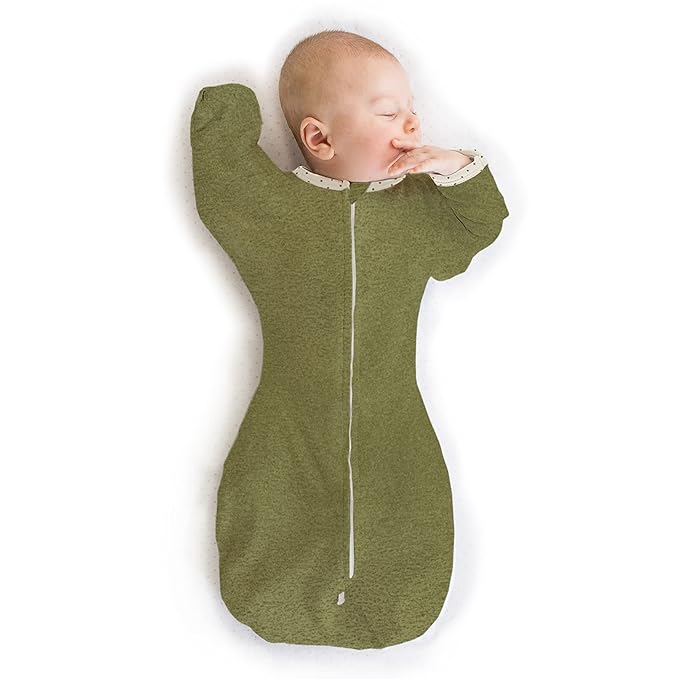 SwaddleDesigns Transitional Swaddle Sack, Arms Up Half-Length Sleeves & Mitten Cuffs, Swaddle for Newborn Transition to Baby Sleep Sack Wearable Blanket, 6-9 Month, 21-24 lb, Heathered Green Turtle