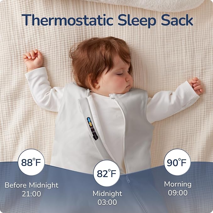 usbettas 1.0 Tog 2.5 Tog Baby Sleep Sack, 100% Cotton Baby Sleeping Bag 3-24M, 2-Way Zipper Baby Wearable Blanket