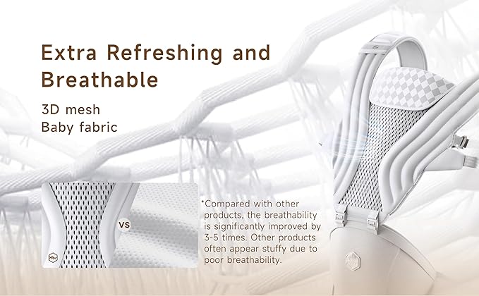 HBR Baby Carrier with Hip Seat, 2-in-1 Ergonomic Front Facing Toddler Carrier, Breathable Mesh, Air-Padded Shoulder Straps & Reflective Back Support, Fits Waists up to 47 Inches, Silve Mist White