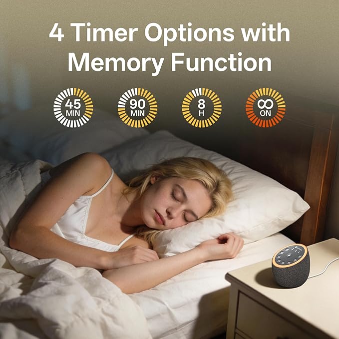 Hotmoon Sound Machine for Sleep, Cocoon 2 White Noise Sound Machine with 40 Non-Looping Sounds, Dual-Speaker & Timer, 8 Night Light, Pink Brown Green Noise for Sleeping Adults, Office Privacy, Plug-in