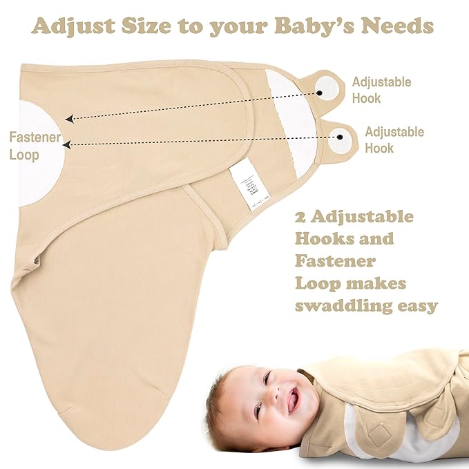 Bublo Baby Swaddles for Newborns – 3-Pack Infant Swaddles 3-6 Months – Adjustable Swaddle Sleep Sack – Soft Organic Cotton Baby Wrap for Safe & Cozy Sleep (Solid Grey)