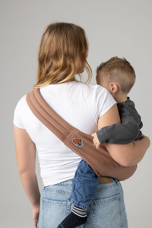 Mabē Monarch Toddler Sling Carrier – Ergonomic Hip Carry Support for Toddlers – Adjustable and Breathable Sling for Easy Up/Down & Comfortable Holding (16–45 lbs, Mocha)