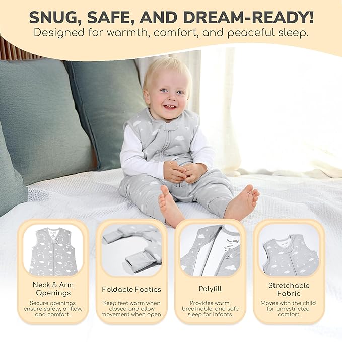 Mama Cheetah Toddler Sleep Sack with Feet 2T, 2.5 TOG Organic Cotton Baby Sleeping Bag with Legs, Baby Wearable Blankets for Walkers w/ 2-Way Zipper, Baby Sleep Sack for Girls Boys, Medium