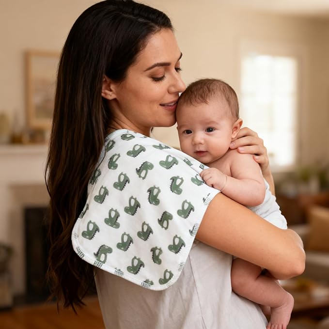 Benoxine 10-Pack Burp Cloths for Baby Boys and Girls - Organic Cotton Baby Burp Cloth,Baby Washcloths, Burp Rags, Large Neutral Burp Clothes for Newborn (Multicolor-f)