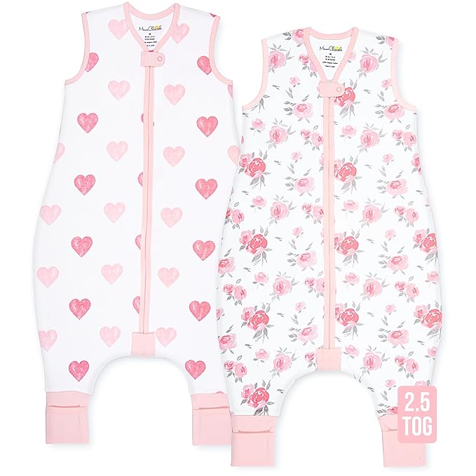 Mama Cheetah Toddler Sleep Sack with Feet 4T - 5T, 2.5 TOG Organic Cotton Baby Sleeping Bag with Legs, Baby Wearable Blankets for Walkers w/ 2-Way Zipper, Baby Sleep Sack for Girls & Boys, XL