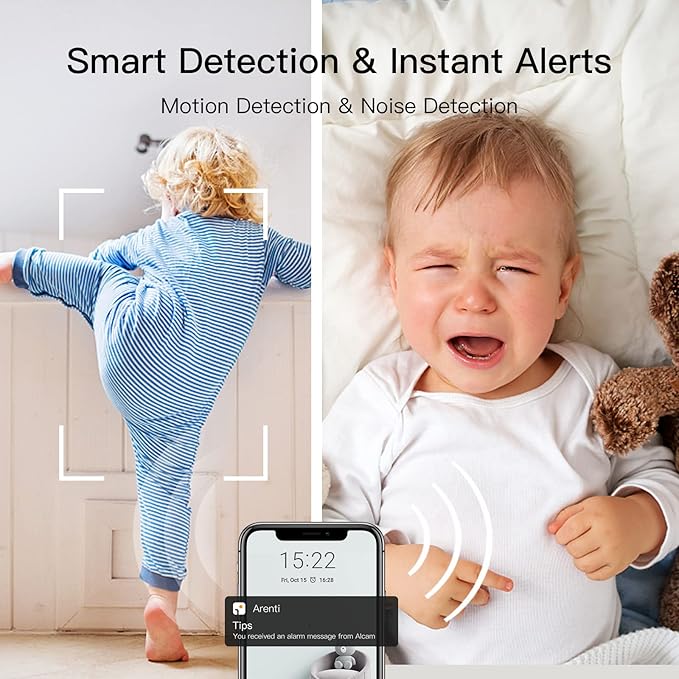 ARENTI Baby Mnitor 3T with 360° View, 2K Temp & Humidity Sensor, Night Vision & Two-Way Audio