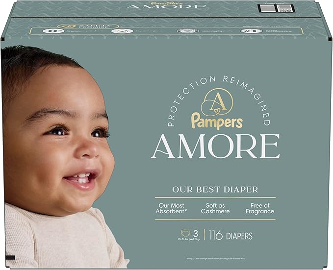 Pampers Amore, Size 3 (13-26 lbs), 116 Count, Our Best Diaper