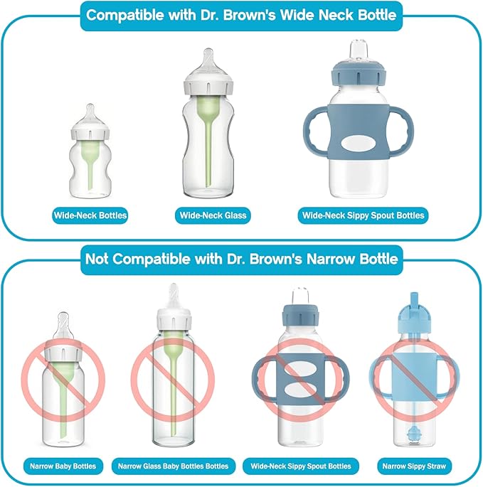 Sippy Spout Nipples for Dr. Brown's Wide-Neck Bottles & Sippy Spout Bottles,Leak-Proof Replacement Silicone Bottle Spouts Nipple BPA-Free, 6m+, 4 Count