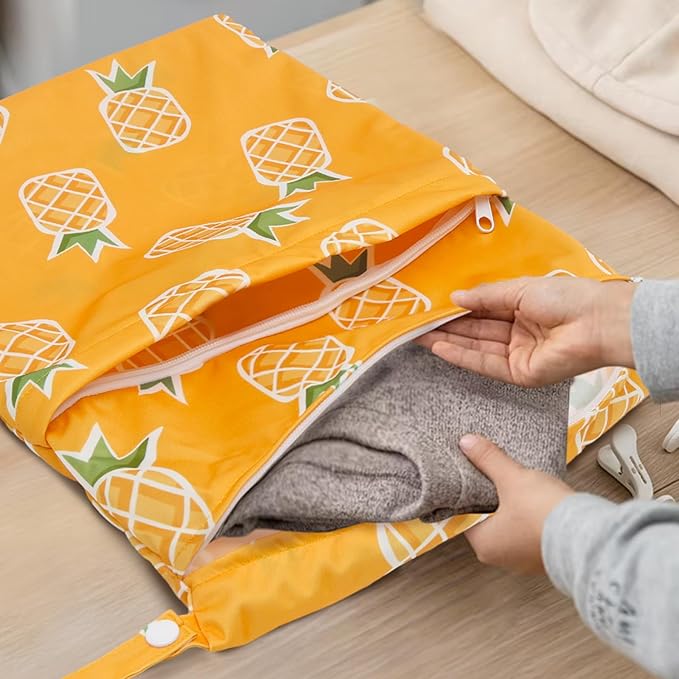 ALVA ALVABABY 3pcs Cloth Diaper Wet Dry Bags Waterproof Reusable with Two Zippered Pockets Travel Beach Pool Daycare Soiled Baby Items Yoga Gym Bag for Swimsuits or Wet Clothes 3L-ZM23A