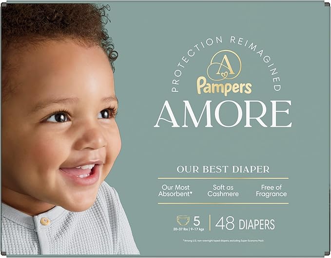 Pampers Amore, Size 5 (20-37 lbs), 48 Count, Our Best Diaper
