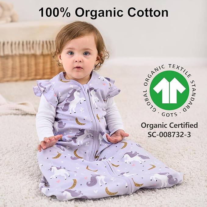 Yoofoss Baby Sleep Sack 12-18 Months Wearable Blanket for Babies 100% Organic Cotton 2-Way Zipper TOG 0.5 Toddler Sleeping Sack 3 Pack, Comfy Lightweight Sleep Sacks