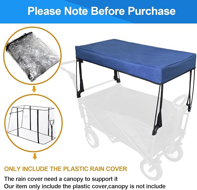 Waterproof Collapsible Wagon Rain & Sun Cover - Windproof UV-Resistant Canopy for Stroller/Trolley/Cart Accessories, Suit for Camping Picnic Garden Use