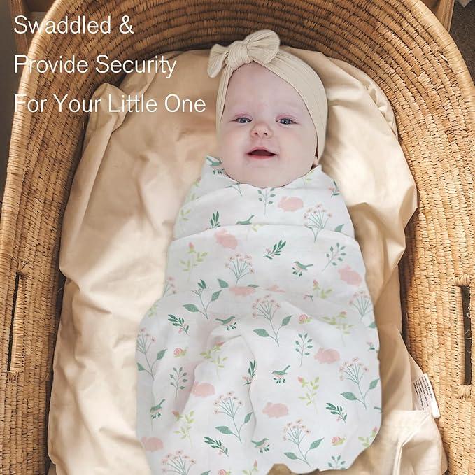 Little Grape Land Muslin Swaddle Blankets 47''x47'' 4 Pack, 100% Cotton Large Size Baby Swaddles for Newborn, Soft Breathable Baby Blankets for Newborns, Butterfly&Bunny