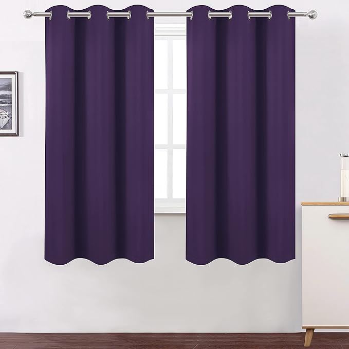 LEMOMO Purple Thermal Blackout Curtains/40 x 72 Inch/Set of 2 Panels Room Darkening Curtains for Bedroom and Living Room