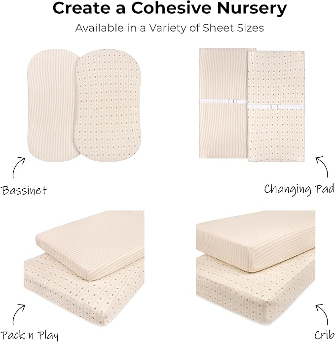 Ely’s & Co. Changing Pad Cover | Cradle Sheets, 2 Pack Diaper Changing Table Sheets for Baby Girls, 100% Jersey Knit Cotton, 32”x16”x5” Pink Linear Floral Collection