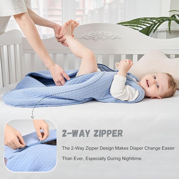 Yoofoss Baby Sleep Sack 12-18 Months TOG 2.5 Winter Baby Wearable Blanket, 100% Organic Cotton Toddler Sleeping Sack 2-Way Zipper Warm Quilted Sleep Sack