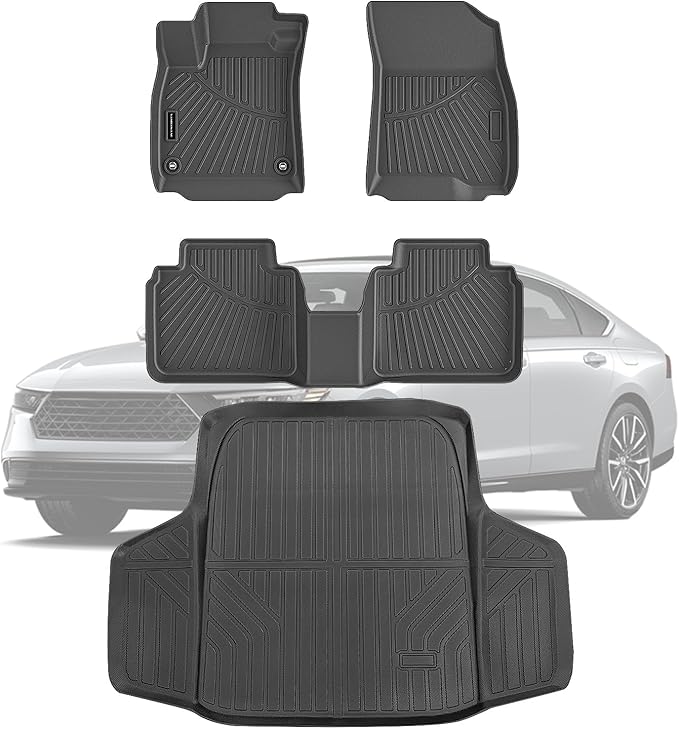 TPE Floor Mats for 2023-2026 Honda Accord (Include Hybrid) All Weather Car Floor Liners Fit Honda Accord Accessories Black