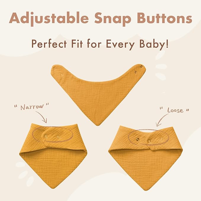 COOROBIN 8 pack-Muslin Baby Bibs, 100% Cotton Baby Bandana Drool Bibs, Ultra Soft & Absorbent for Newborns & Infants
