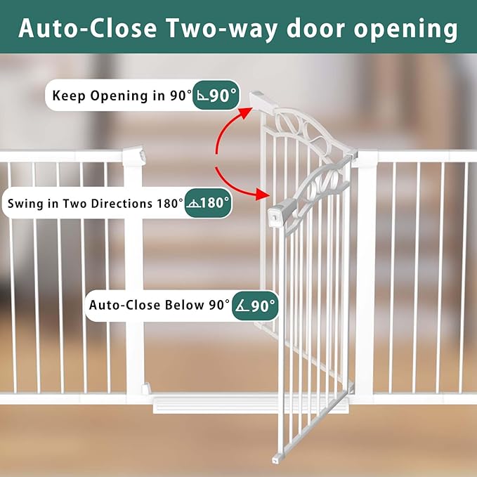 Fairy Baby 48.8"-51.5" Child Baby Gates for Doorway Stairs Hallway Stairway Gate for Kid or Pet Dogs Walk Through Pressure Mounted
