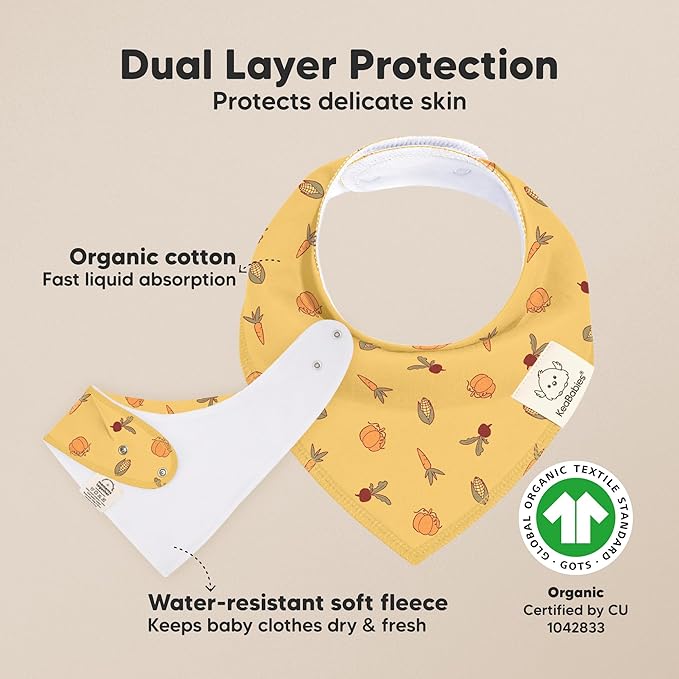 KeaBabies 8-Pack Organic Baby Bandana Bibs for Boys, Girls - Super Absorbent Triangle Baby Bibs for Drooling and Teething Infant, 100% Cotton Extra Soft for Newborn, Infant 0-36 Months (Countryside)