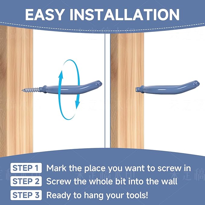 Lian.Ripple.Lian16 Pack Garage Storage System Steel U Hooks with Anti-Slip Coating Home Improvement and Organization Screw in Hooks Easy Wall Mounting Heavy Duty Bike and Ladder (Grey, 16 Pack)