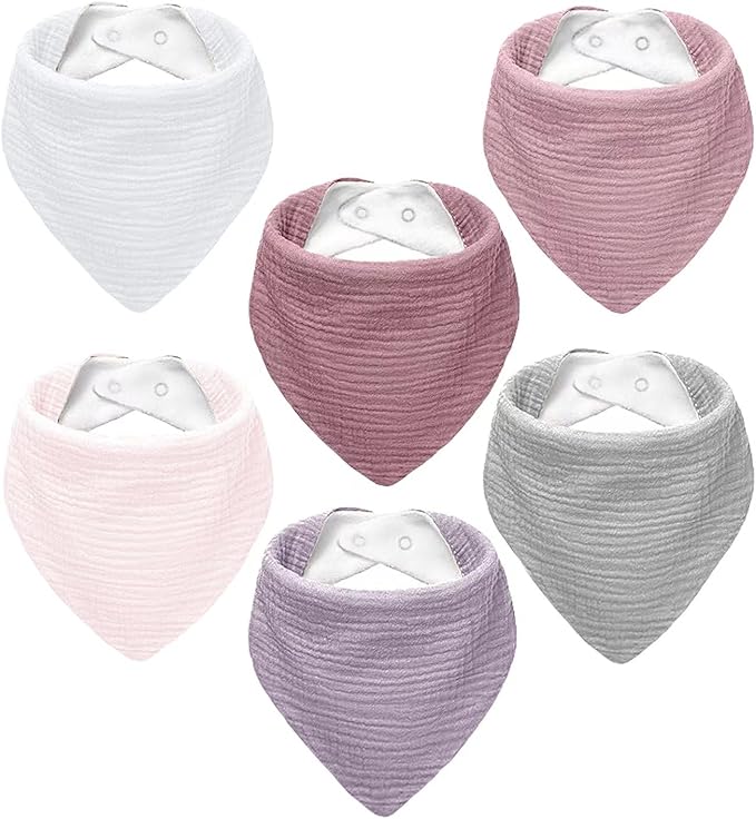 NISXABEBE Muslin Baby Bibs,Soft Triangular Baby Bandana Drool Bibs for Baby Boy Girl,Solid Colors Bib for Drooling Teething