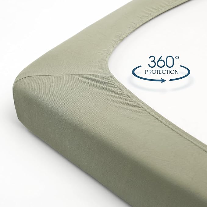 GRSSDER Jersey Crib Sheets for Boys and Girls, Stretchy Ultra Soft Crib Fitted Sheets Set 2 Pack, Universal Fit All Standard Crib Mattress Pads Safe and Snug, Natural White/Sage