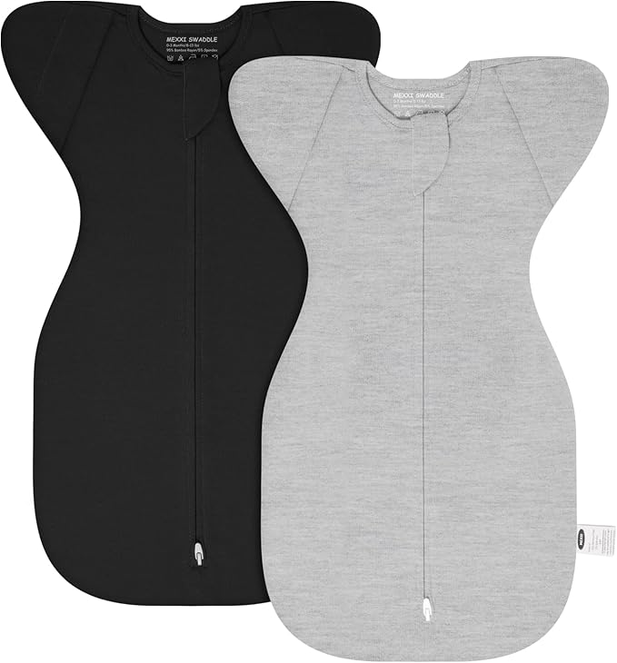 MEXXI Swaddle Baby Sleep Sack With Arms Up, 2 Pack Baby Transitional Swaddle with Double Zipper,0.5 TOG