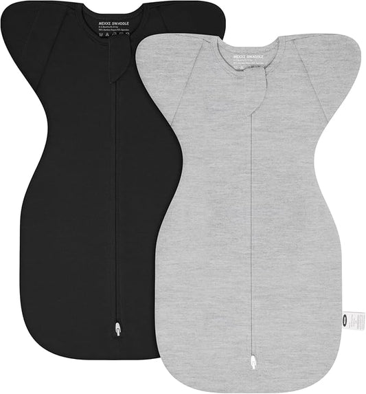 MEXXI Swaddle Baby Sleep Sack With Arms Up, 2 Pack Baby Transitional Swaddle with Double Zipper,0.5 TOG